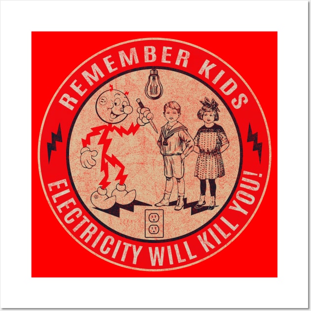 Reddy Kilowatt Electricity will kill you Vintage Wall Art by Alema Art